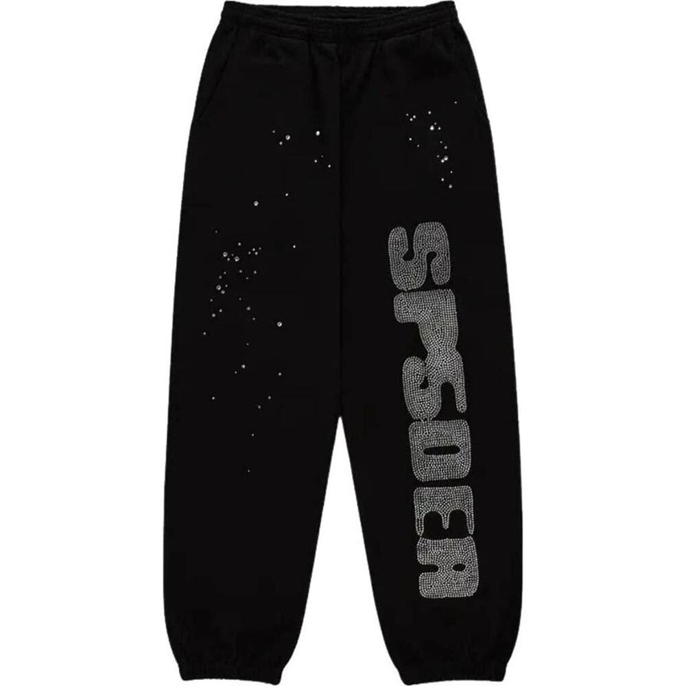 Sp5der Rhinestone Silk Sweatpant